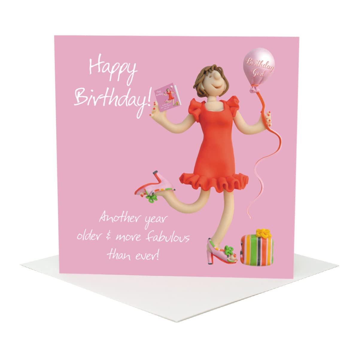 Holy Mackerel "More fabulous than ever female birthday card by Erica Sturla, for sister, friend, aughter, wife, girlfriend etc. 15cm square and blank inside