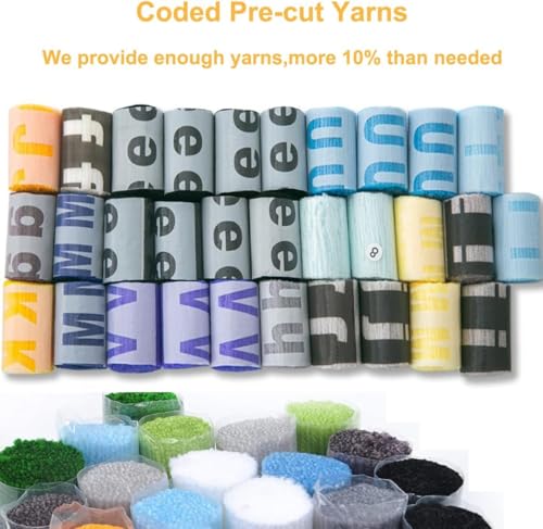 Image of YOOTOM Wolf Latch Hook Kits for Adult, Latch Hook Rug Kits,Crochet Cross-Stitch Embroidery Rug Making Crafts with with Printed Canvas 20 inchx15 inch