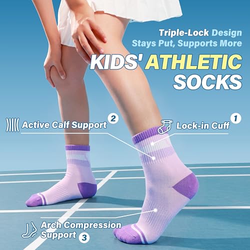 Image of ANTSANG Kids Boys Girls Athletic Cotton Socks,6 Pairs Youth Teen Crew Socks