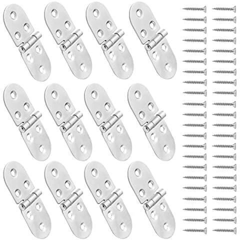 Booramy 12pcs Stainless Steel Door Hinges Folding Flip Top Hinges 270 Degree Round Edge Backflap Hinges for Folding Table Cabinet Closet Door Furniture Cover
