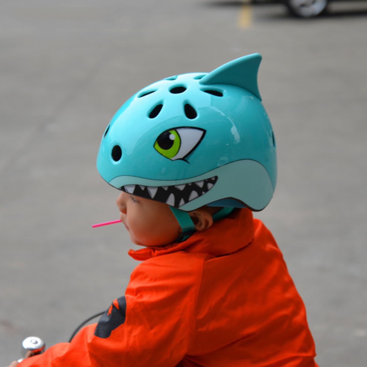 Casco de Bicicleta para Niños Ajustable, Tiburón 3D, 54-58cm