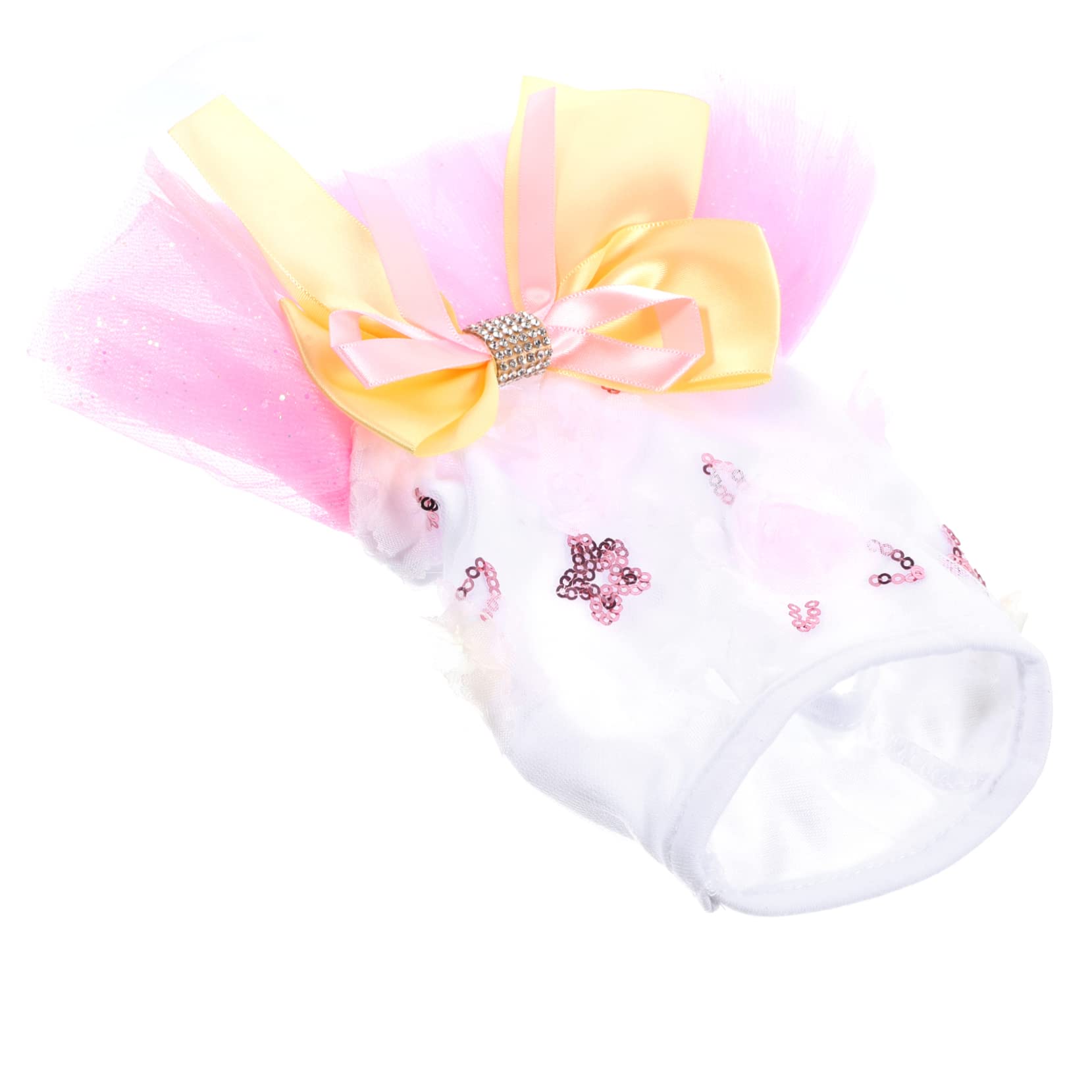 Angoily 4 Piezas Vestido De Princesa Perro Ropa De Perro De Fiesta Ropa De Lentejuelas Trajes para Niñas Vestido De Encaje Trajes De Juego De rol Falda Vestido De Verano Mascota Poliéster
