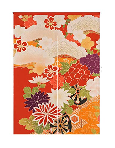 LIGICKY Cortina de Puerta Estilo japonés Noren de algodón y Lino, diseño Retro con Flores...