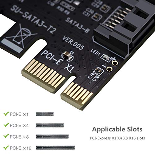 image for MHQJRH PCI Express SATA 3.0 Controller Card, 2-Port PCIe to SATA III 6