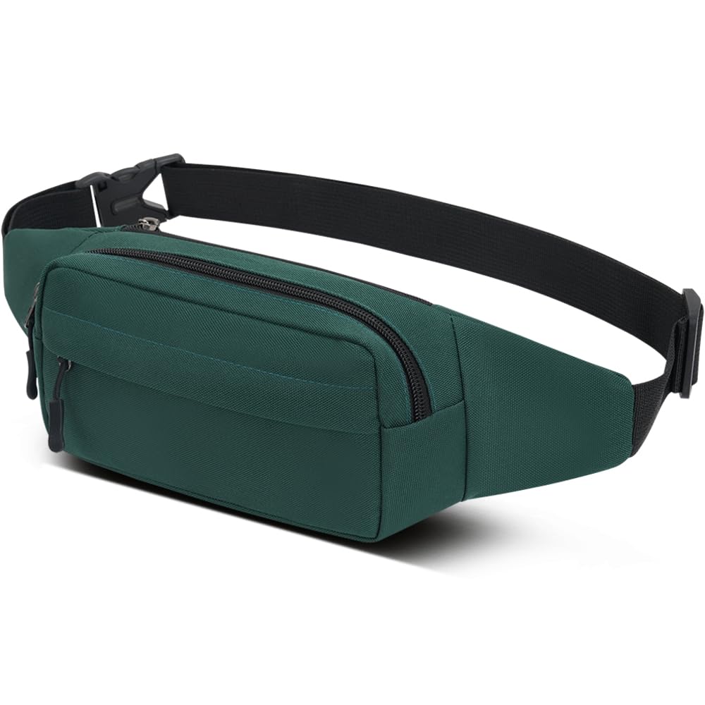 Bumbags Waist Fanny Packs for Men Women Fashion Bum Bag with Adjustable Belt for Sport Running Hiking Travel Cycling Walking Dog Boys Ladies (Green)