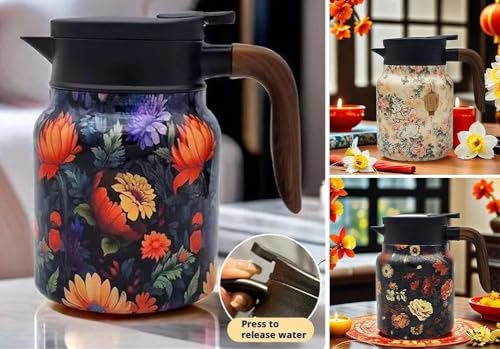Tetera vintage con infusor y mango de madera para tardes de té perfectas 4