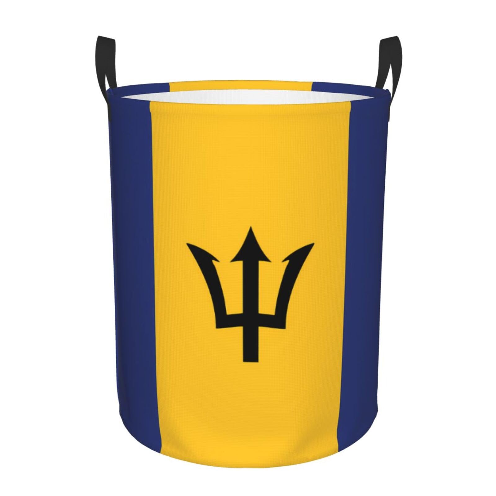 M Circular Hamper – Collapsible Flag of Barbados Print Laundry Basket