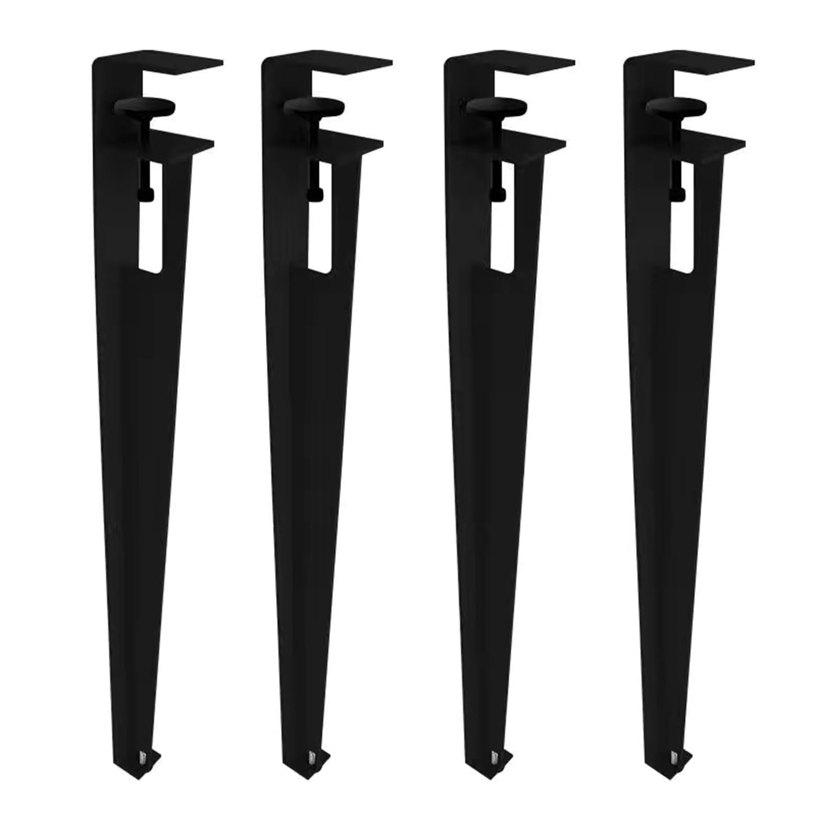 Metall Tischbeine DIY Möbelfüße F-Form Tisch Klemmbeine,Couchtisch,Konsolenfüße mit Verstellbaren Bodenschonern für Runden oder Quadratischen Tisch,Kein Stanzen,4 Stück (76cm(30in),Black)