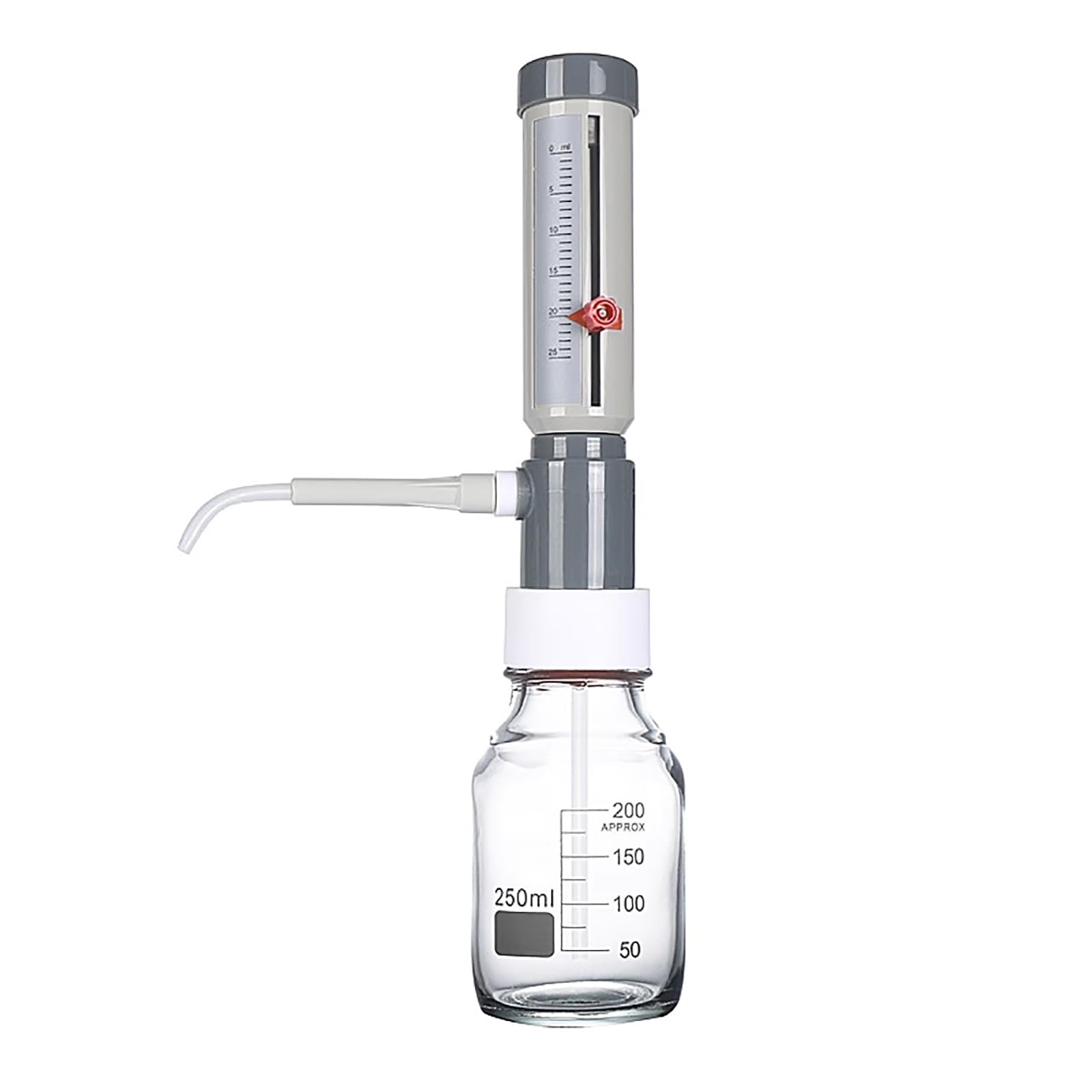Pipetas de laboratorio ajustables con dispensador superior de botella, 0-25 ml para una dispensación precisa, fácil de usar para técnicos e investigadores de laboratorio, incluye botellas de reactivo