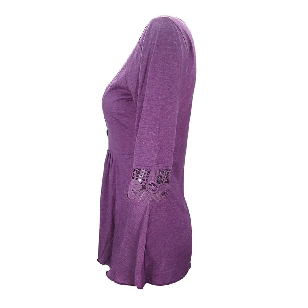Camicetta da donna floreale all'uncinetto mezza manica camicetta irregolare casual top