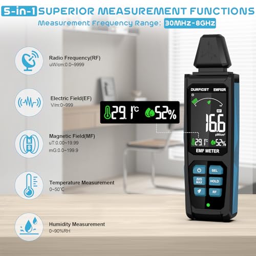 Medidor EMF DURFICST 5 en 1 con batería recargable para radiación 5G y WiFi 3