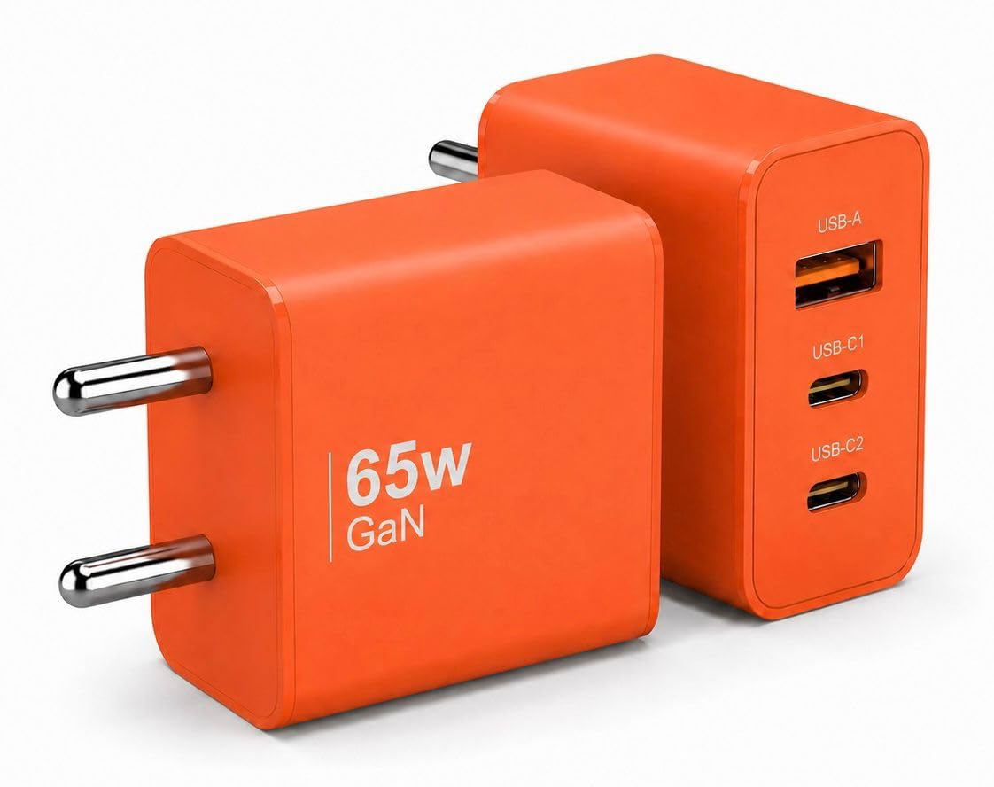 AILKIN 65W Gan Trio Charger Adapter,3 Port USB Type C to A Fast Wall Charging Compatible with Nothing CMF Phone 1/Nothing Phone 2/2a/2a Plus/3a/3a Plus/Tablet/Samsung Galaxy S24/S25 Series & More