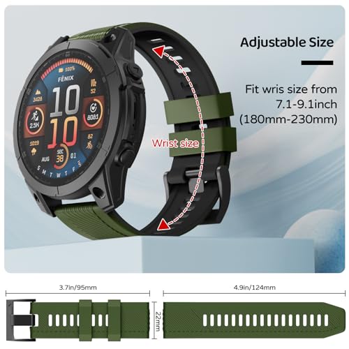 U-LIMVE Watch Strap for Garmin Fenix 8 47mm/Epix Pro 47mm, 22mm Silicone QuickFit Bands for Forerunner 965/955/945/935/745 - Image 4