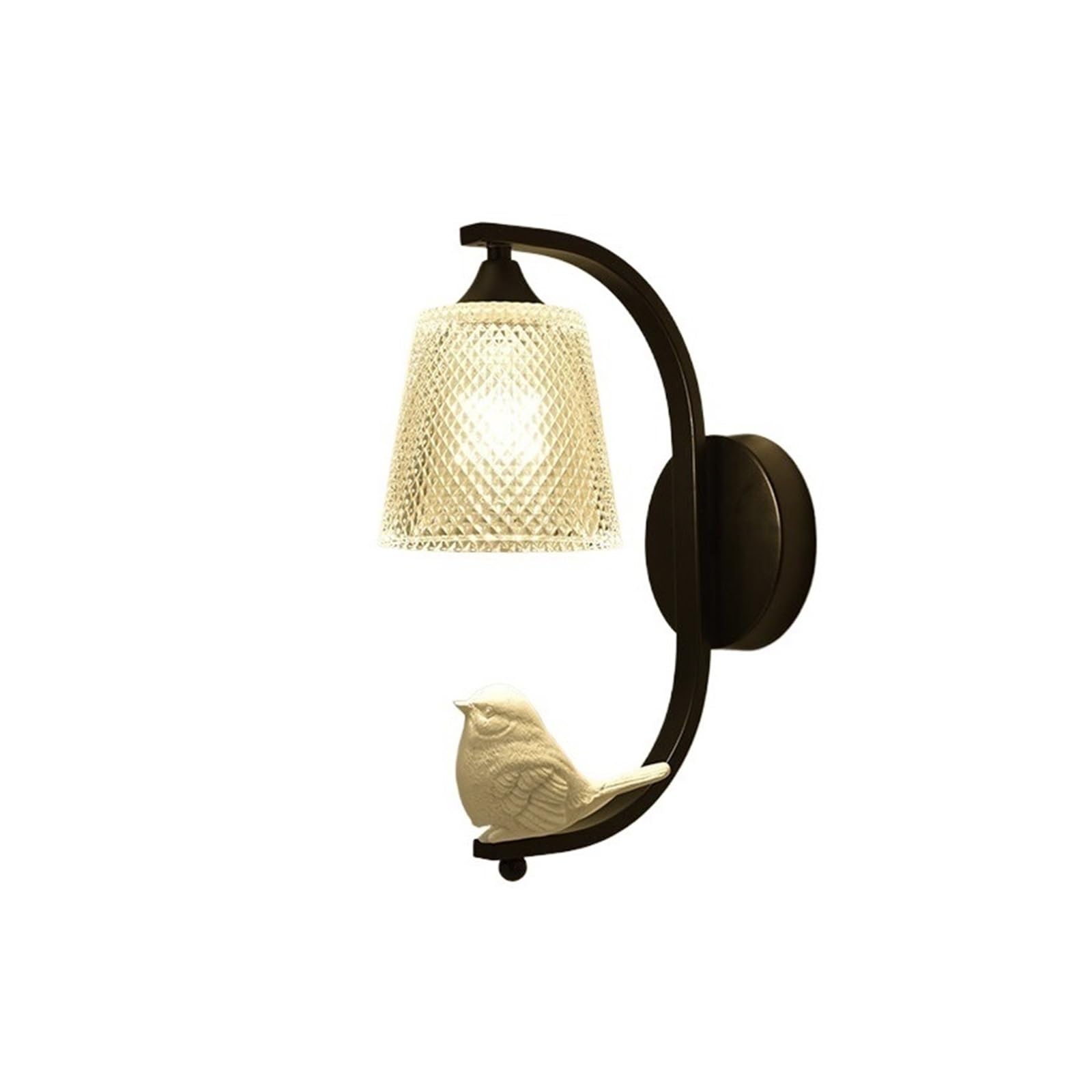 WQQYU6HKF Lights Bird Decor Curved Iron Wall Sconce Glass Lamp Lamps