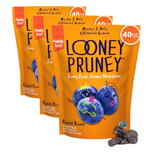 Image of Looney Pruney Pitted Dried Prunes for the Family | Always California-Grown | Kosher | No Added Sugar & No Preservatives (40 oz) (Pack of 3)