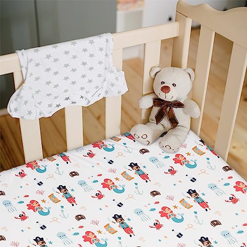 Snoozynest Crib Sheet, Breathable And Ultra Stretchy Crib Sheet For Standard Crib Mattress & Toddler Bed Mattress, Snug Fitted Crib Mattress Cover For Baby Boys Girls, 52" X 28"(Pirate Life) #TOP5