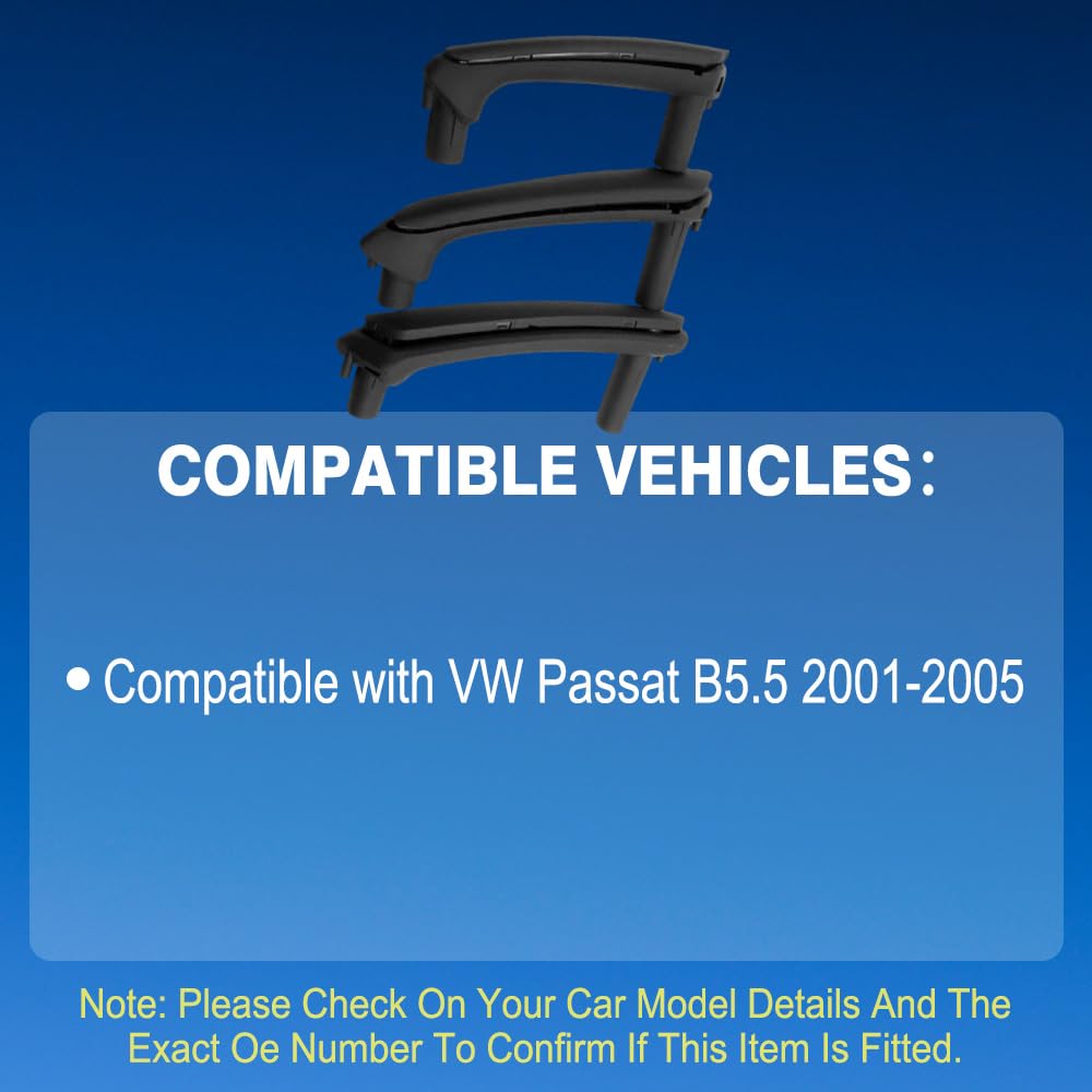Riloer 3 Manijas Tirador interior de puerta para reposabrazos 3B4867372 3B0867180A, 3B4867179B, Compatible con VW Passat B5.5 2001-2005