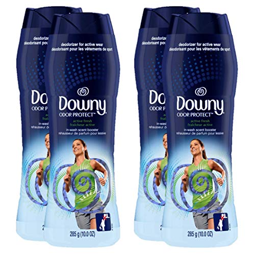 Downy in-Wash Scent Odor Protect Booster Beads, Active Fresh, 10 Ounce, 4 Count (Packaging May Vary)