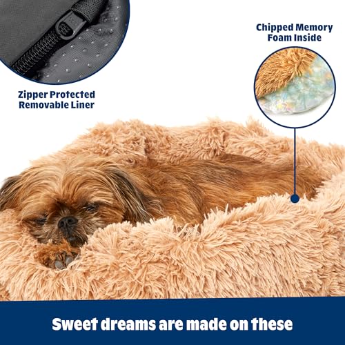 Barkbox Dog Bed, 2-in-1 Memory Foam Donut Cuddler Dog and Cat Bed, Calming Orthopedic Joint Relief Fur Crate Lounger for Pets, Machine Washable + Removable Cover, Waterproof Lining, Includes Toy - Image 3
