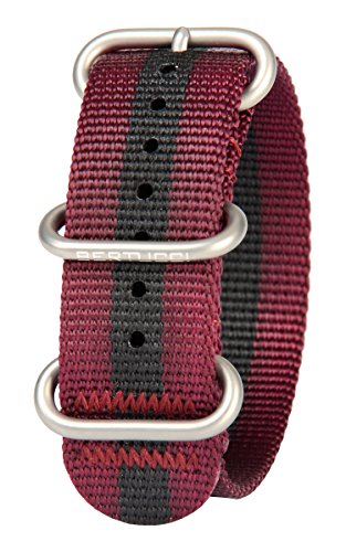 Bertucci DX3 B-165 Crimson w/Black Stripe 22mm Nylon Watch Band