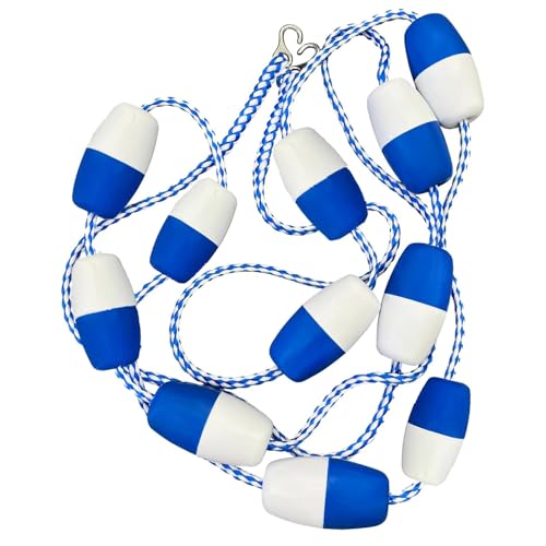 Poolzilla 25ft Swimming Pool Safety Rope and Float Kit Pre-Assembled Shallow End Divider with Stainless Steel Hooks