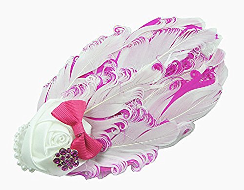 Ruichy Cute bebé de plumas para bebé flor Rhinestone diadema diadema Purple&White Talla:3 meses