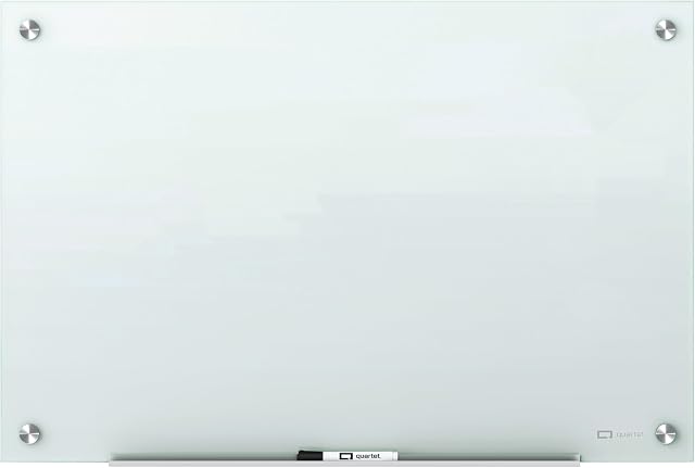 Quartet Tableau blanc d'effacement à sec en verre magnétique, 36" x 24" Tableau blanc, Montage sans cadre infini, Surface blanche (G3624W)