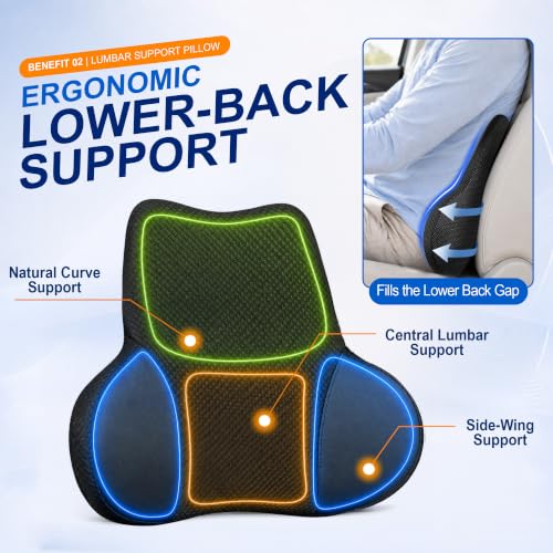 Image of Lofty Aim Car Seat Cushion and Lumbar Support Pillow Set, Car Back Support