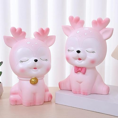 Miniatura 8 de Lindo banco de dinero de ciervo, alcancía para niñas, de plástico irrompible, alcancía rosa para ahorrar dinero, decoración del hogar, habitación,