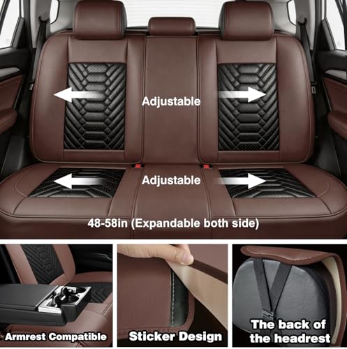 Image of Foneso Full Set Seat Covers for GMC Sierra Truck | Leather Car Seat Cover for Chevy Silverado 1500 2500HD 3500HD 2007-2026, Custom Fit Crew Double Extended Regular Cab