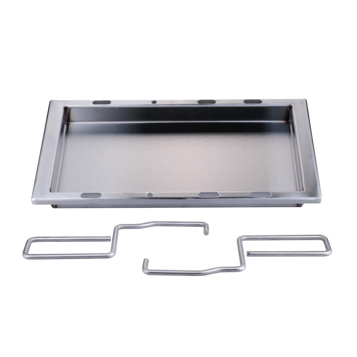 SANTOS einsetzbare Grillpfanne/Einsatzpfanne - Edelstahl Plancha - 30,8x38,3x4cm - Broil King Signet 320/340/390 - Paella, Bratkartoffeln, Reibekuchen