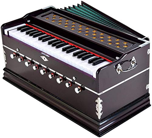 Jyotaskh store Best harmonium Wooden Portable Folding 3.5 Octave 9 Stopper Harmonium with Coupler (Rose wood)