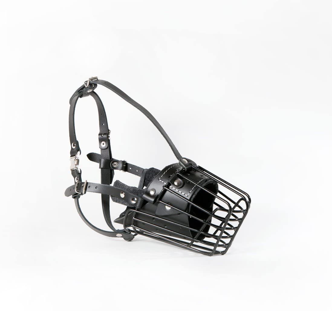 L&J Pets UK Metal Wire Basket Dog Muzzle, Polymer Coated for German Shepherd Labrador Medium Large Dogs, Safe Breathable Cage for Biting Chewing (T3, Black/Black) โ image 1