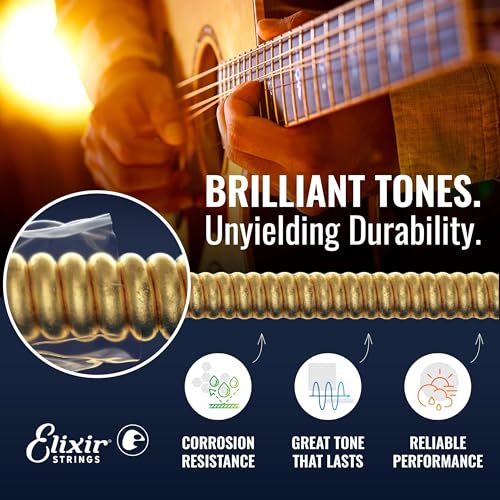 Image of Acoustic Guitar Strings, Phosphor Bronze with NANOWEB Coating, Longest-Lasting Rich and Full Tone with Comfortable Feel, 6 String Set, Light 12-53