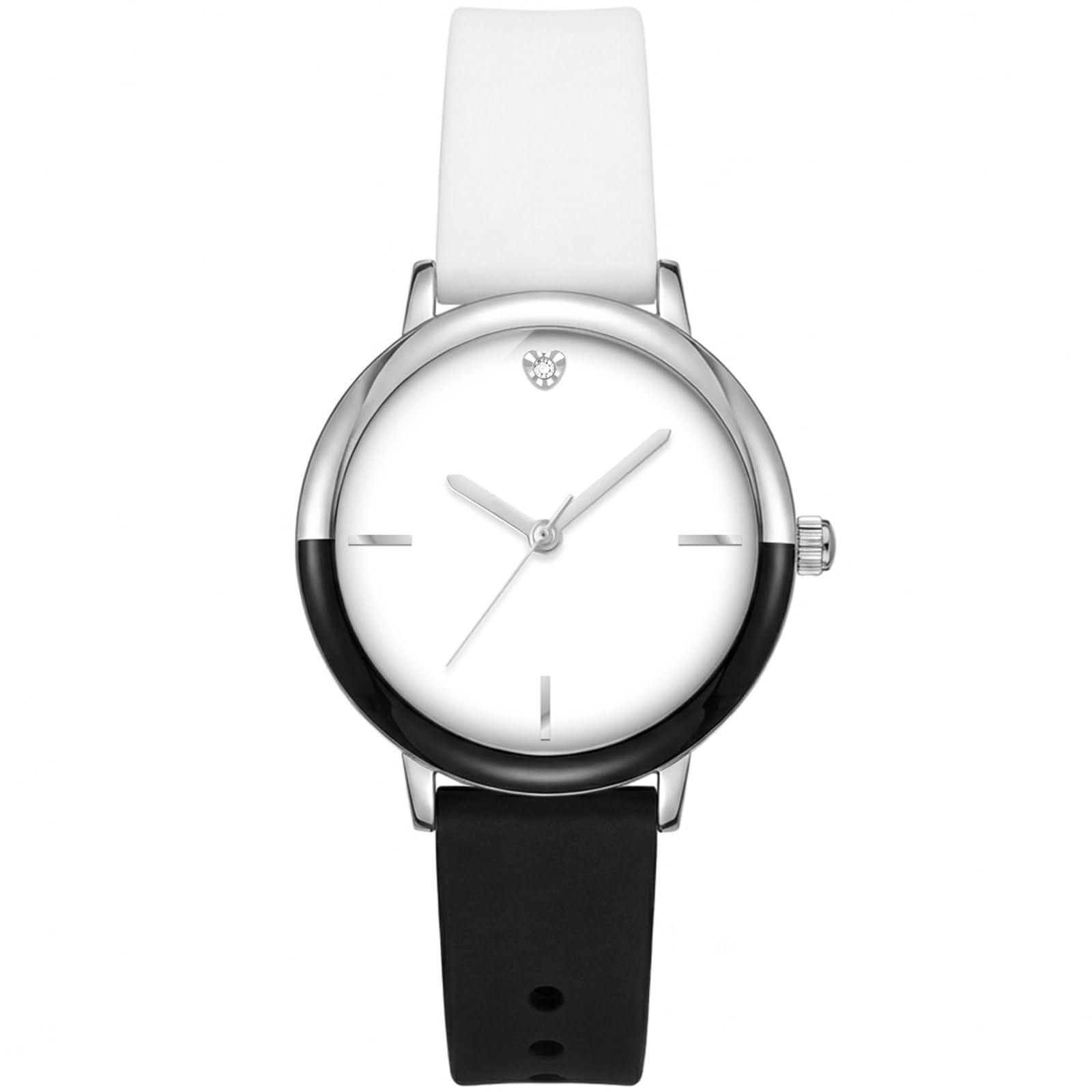 Letoff Women's Fashion Quartz Watch - Soft Silicone Strap, Gold-Tone Case with Heart Diam…