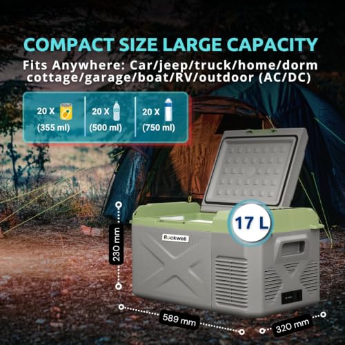Image of Rockwell RMC20X Car Cooler /Freezer, Portable Fridge for Outdoor Adventures, 240V AC Power Cord & 12V Car Adapter