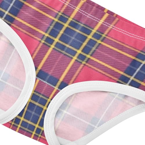 Girls' Cotton Panties Organic Underpants for Kid Purple Pink Plaid Print4