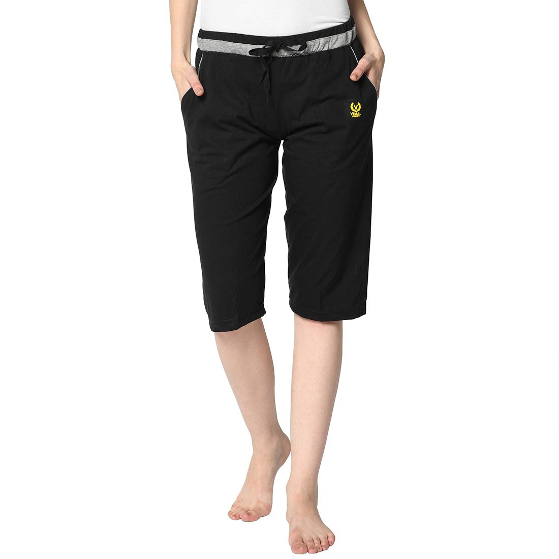 Women's Cotton Three Fourth Capri Shorts with Side Pockets |Women's Casual Shorts-B5519