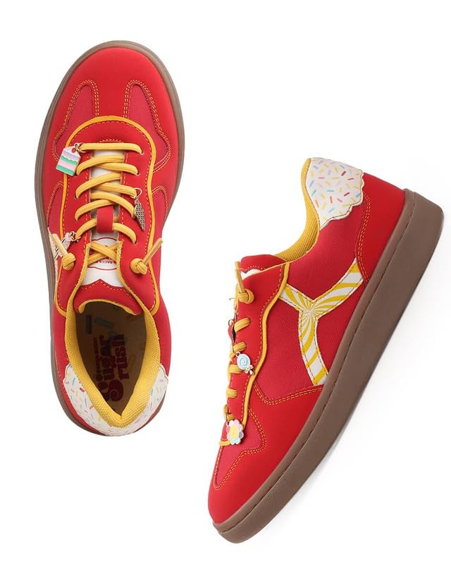 Image of Bacca Bucci Sugar Rush Women's Casual Sneakers | Lace-Up Low-Top | Mesh & Synthetic Upper | Playful Lace Charms | Grippy Rubber Cupsole | Walking
