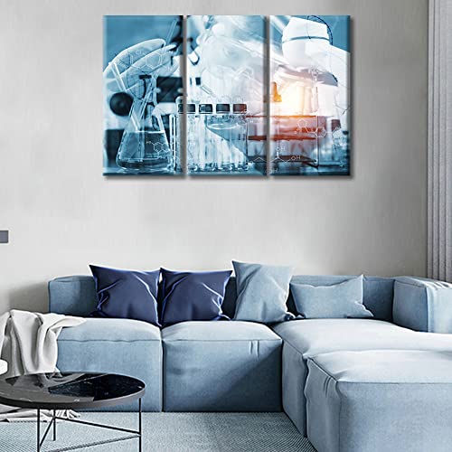 Image of TUMOVO 3 Pieces Clinical Laboratory Poster Home Decor Medical background Modern Artwork Medical Examination Wall Art for Living Room Stretched and Framed Ready to Hang (36 inch Wx24 H)