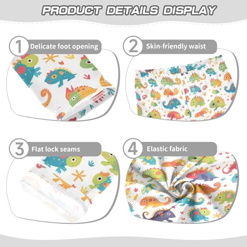 Chameleon Cute Cartoon Kids Colorful Kids Girl's Basic Leggings Stretchy High Waisted Lounge Pants Gym3