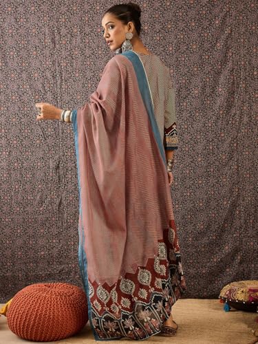 Image of INDO ERA Women Pure Cotton Kurta Set with Dupatta | Festive Suit Set, 10408