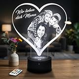 Lampephoto.fr – Personalisierte Fotolampe in Herzform, Geschenk zum Muttertag, für Mama, personalisierte Geschenkideen für Frauen und Paare, Muttertag: Foto und Text individuell gestaltbar