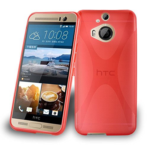 Cadorabo Mobile Phone Case for HTC One M9 Plus/One ME in Inferno Red Flexible TPU Silicone X-Line Design Silicone Soft Back Cover Case Bumper Inferno Red