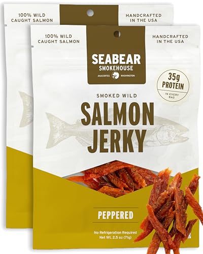 SeaBear Peppered Wild King Salmon Jerky 2-Pack - 2.5 oz Bags
