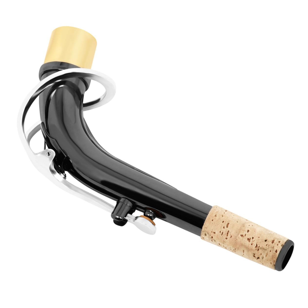 Abaodam Cou de Saxophone Alto Accessoire Indispensable pour Musique en Laiton Plaqué Nickel Noir Surface Lisse sans Bavures Adapté aux Étudiants et Professeurs