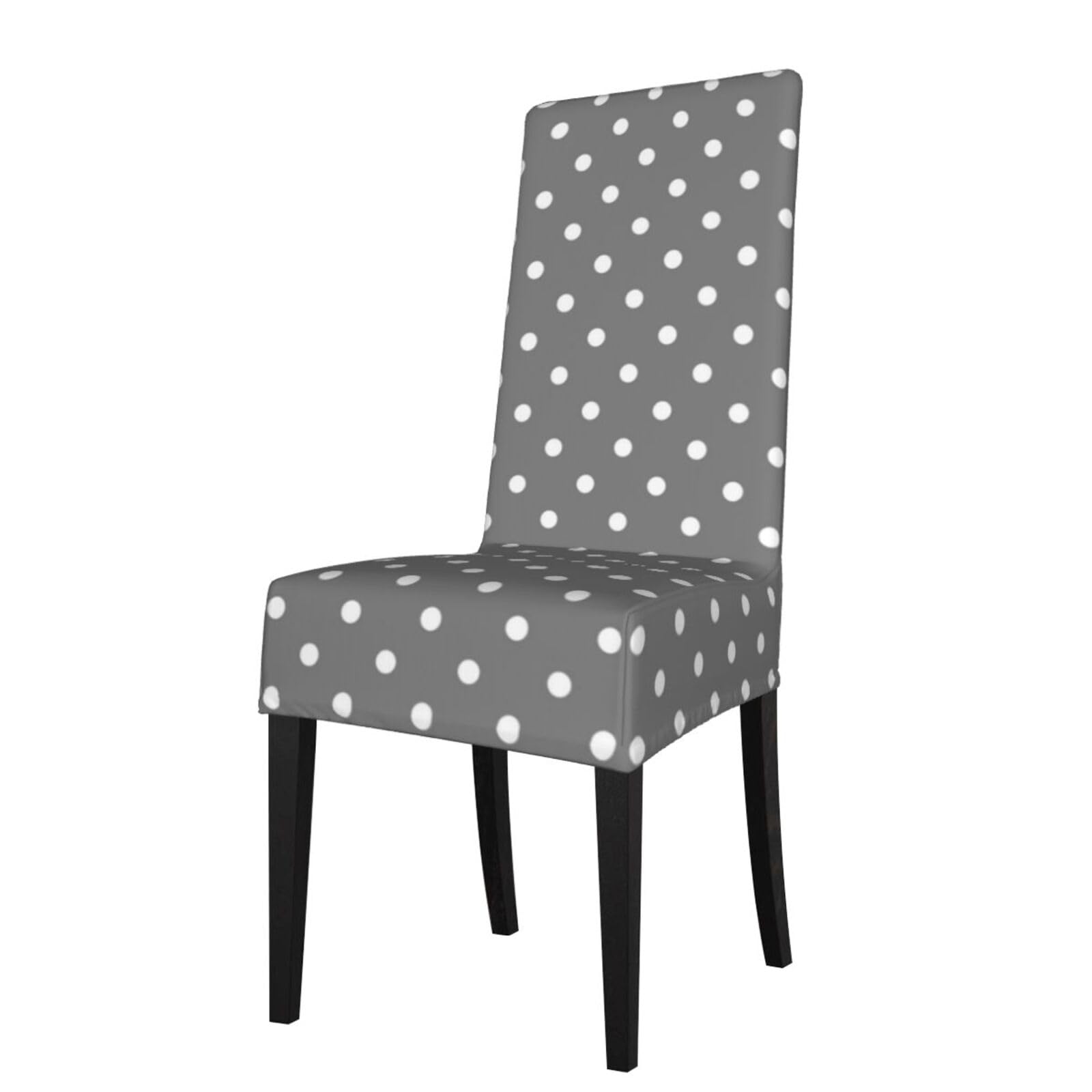 LKYMOH Grey White Polka Dots, Chair Covers Stretch Chair Slipcovers for Dining Room, for Party Pet Protection Universal Fit Soft Polyester