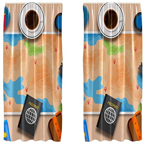 Cortinas opacas de microfibra para ventana de dormitorio con estampado de playa y verano 2