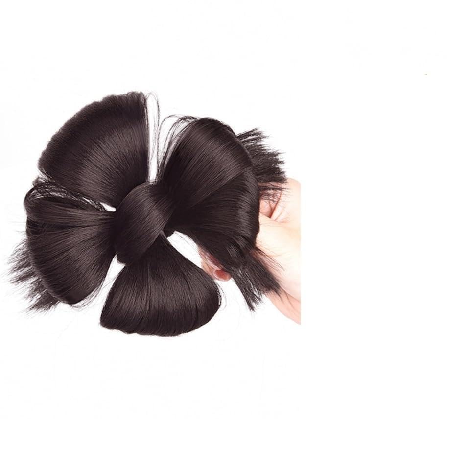 Hair Bun Synthetic Chinese Style Bun Hair Piece with Duck Billed Clip Hanfu Ancient Style Hair Extensions Scrunchies(Dark Brown)