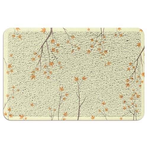 Ooomigasusi 玄関マット 和風 秋 黄色 紅葉 シンプル ドアマット 45×75cm 屋内 屋外 ループ状 泥落とし 滑り止め付 吸水 足ふき 洗える 業務用 自宅用 厚手 浴室 お風呂 円角長方形 丈夫 抗菌 防臭